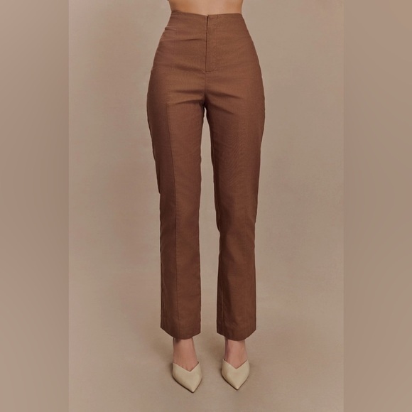 MESHKI Brown Linen Pants NWT - Picture 1 of 6
